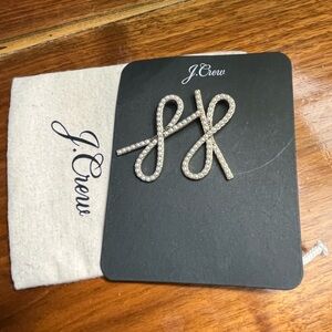 J. Crew Gold And pearl bow Earrings NWT and dustbag